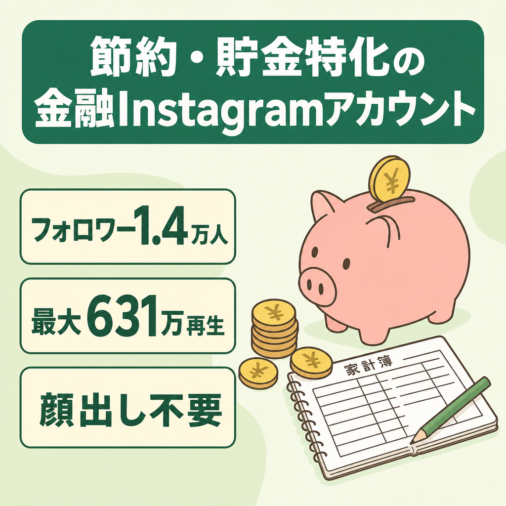 フォロワー1.4万人｜Instagram 節約・貯金特化 金融アカウント｜顔出しなし｜20代〜30代向け
