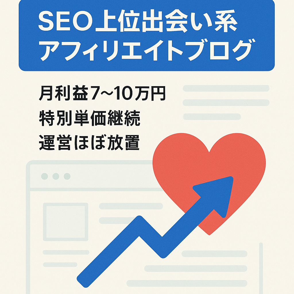 【マッチングアフィリエイト】希少なSEO上位のブランディングされた出会い系アフィリエイトブログ【優良ブログ】