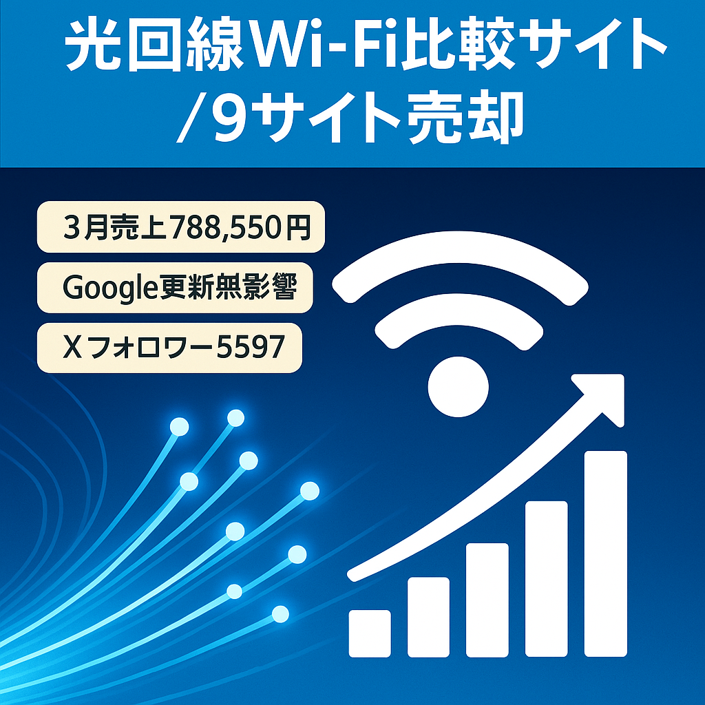 【3月度売上 788,550円】光回線・Wi-Fi・ホームルーターのキャンペーン比較サイト（9サイトまとめて売却）［Googleコアアップデート影響なし］