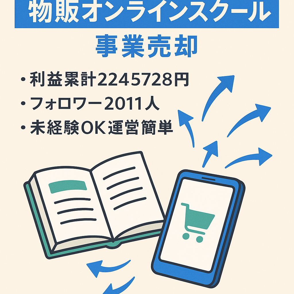 物販オンラインスクール事業売却【SNS集客からスクール教材まで全仕組み化】累計利益2,245,728円/総SNSフォロワー2,011名※未経験でも継続可