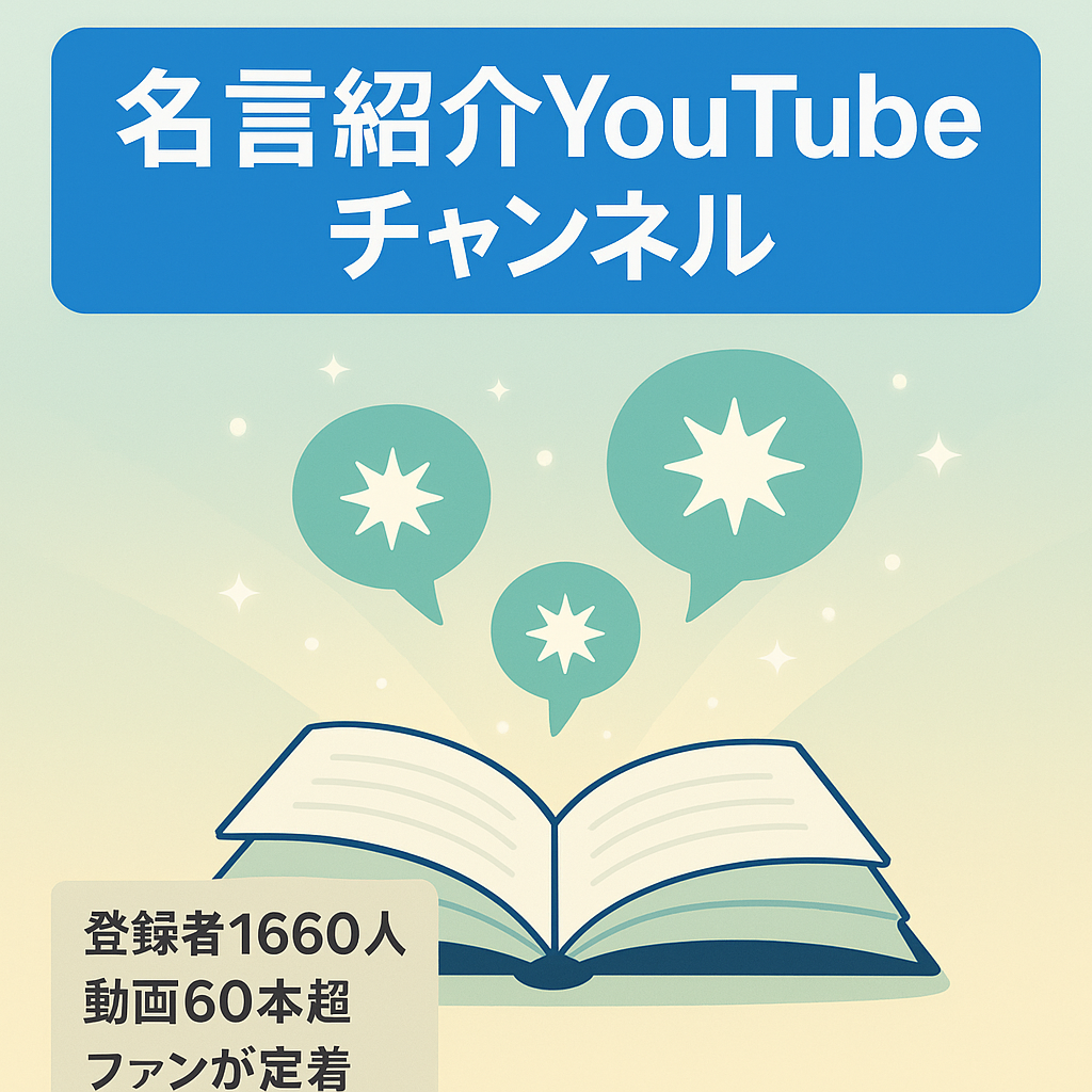 【youtube 登録者数1,660人】属人性なし、名言紹介チャンネル【YPP審査通過済み】