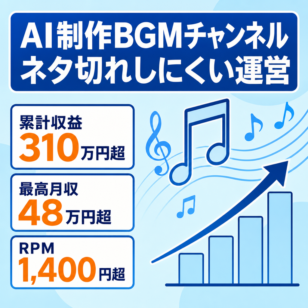 【累計310万円超】【運用コスト低】RPM1,400円超えのAIで作るBGMチャンネル【ネタ切れなし】