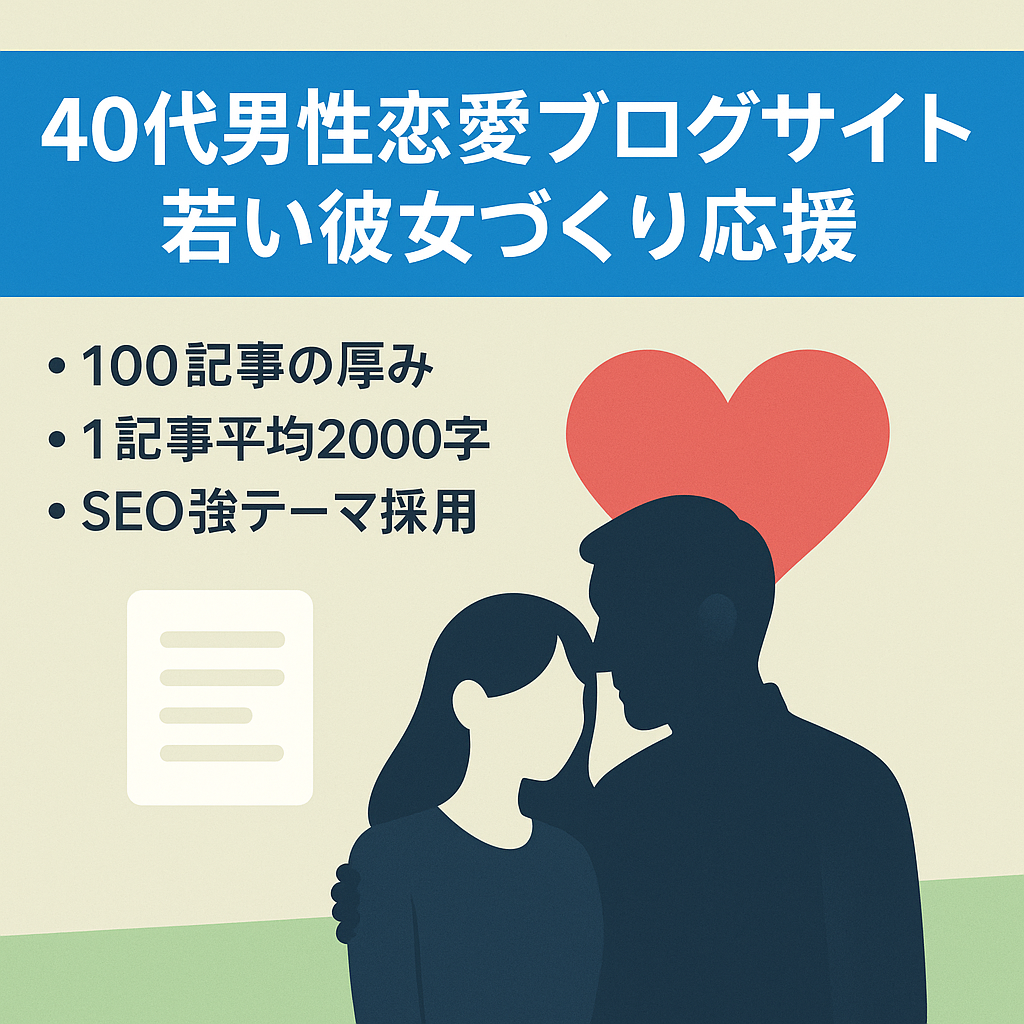40代以上の男性が年下の若い彼女をつくるためのブログサイト。40代男性の恋愛を全力で応援しています！