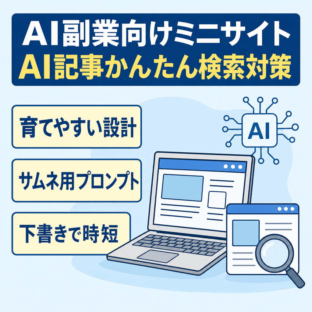 【最終値下げ】AI副業希望者向け・ミニ情報サイト【AI記事簡易SEO対策】