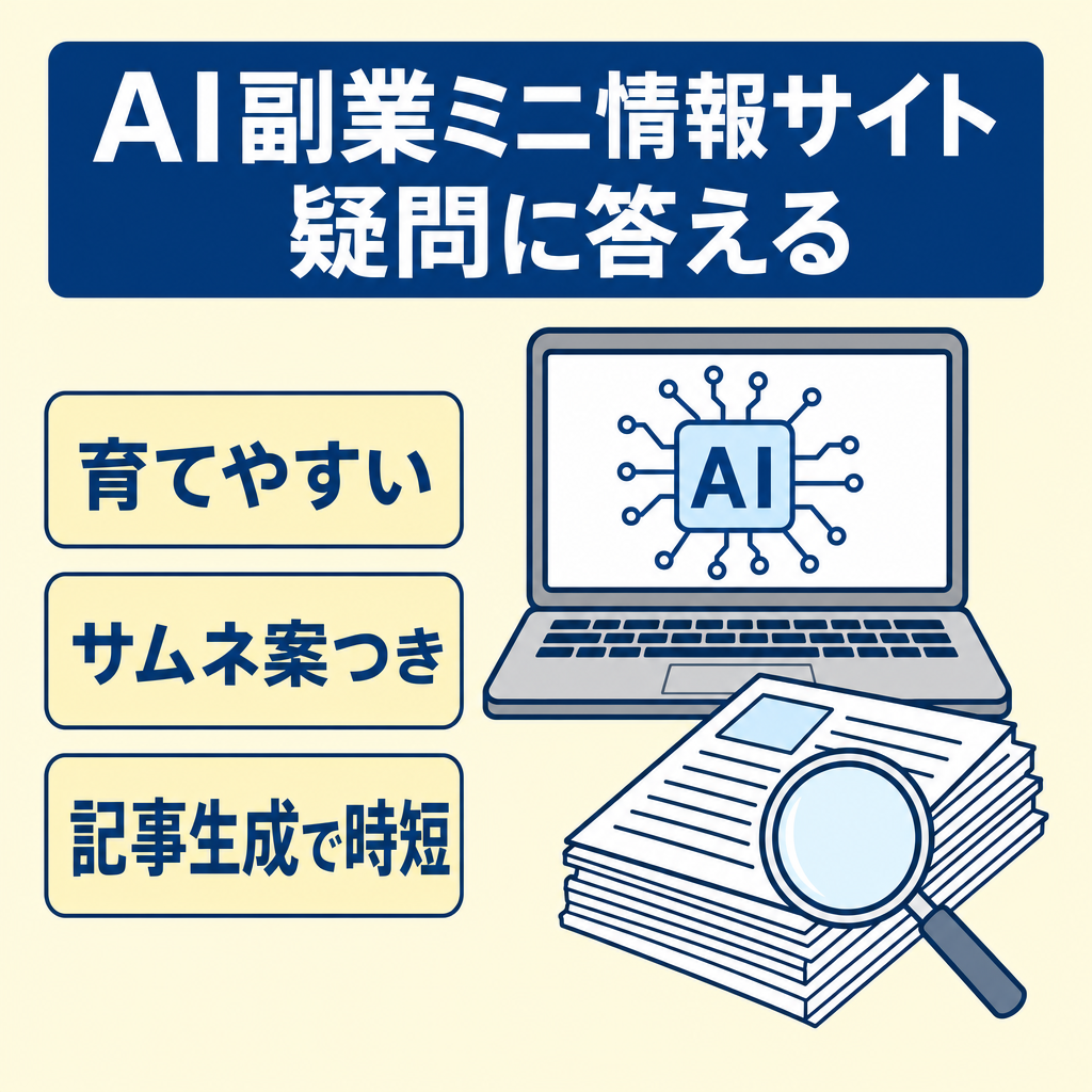 【最終値下げ】AI副業に興味がある方の疑問に答えるミニ情報サイト【AI生成記事を簡易SEO対策】