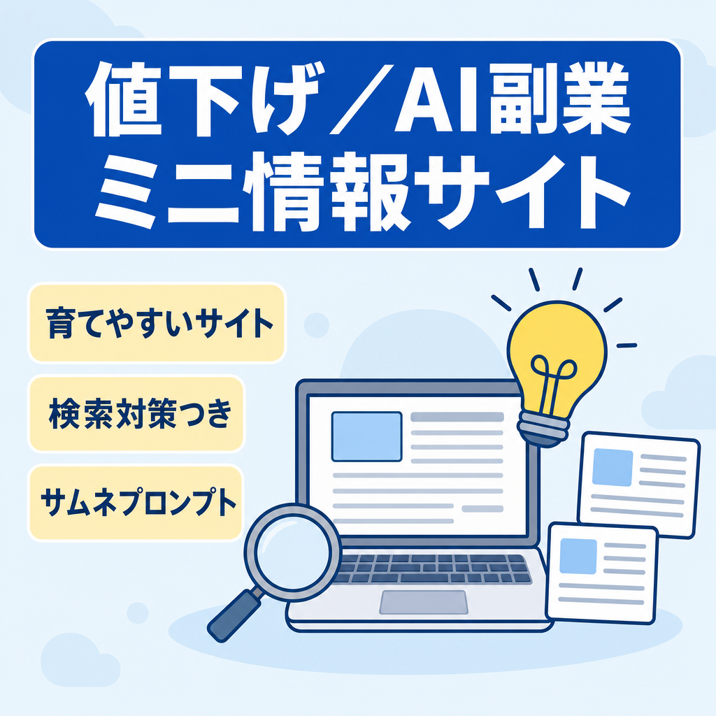 【値下げ◎】AI副業に関する疑問に答えるミニ情報サイト【AI生成記事を簡易SEO対策】