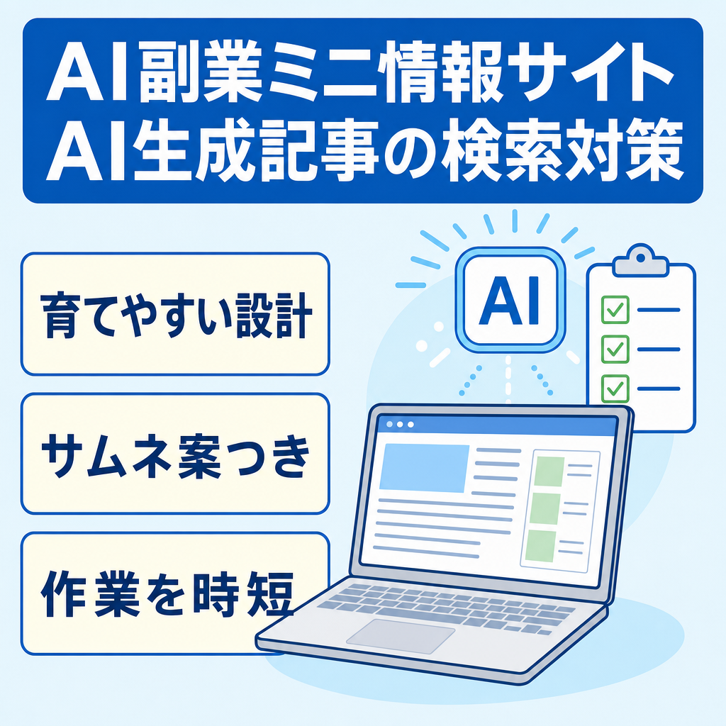 AI副業に関する疑問に答えるミニ情報サイト【AI生成記事を簡易SEO対策】