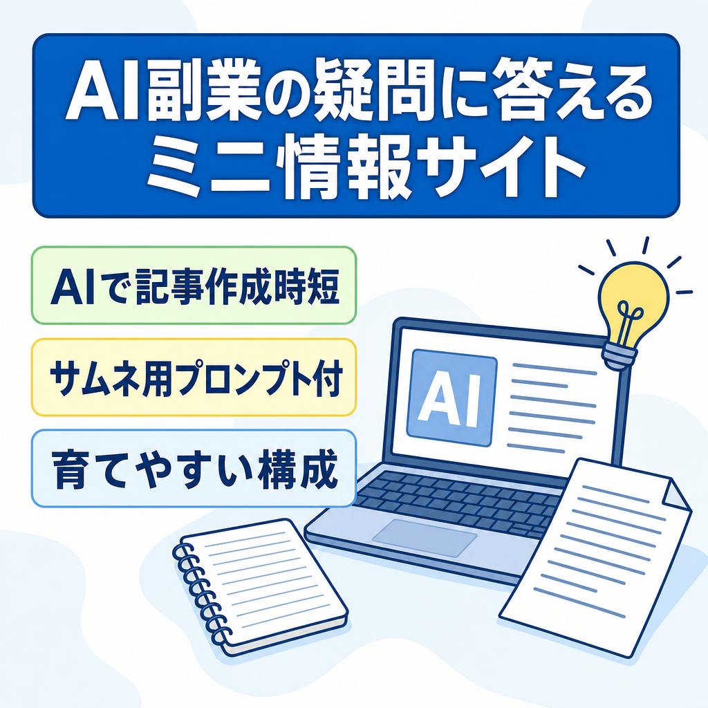 【値下げ◎】AI副業に関する疑問に答えるミニ情報サイト【AIで時短可能】