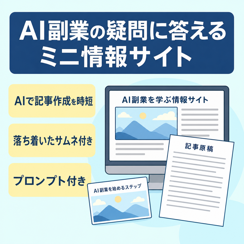 【最終値下げ】AI副業に関する疑問に答えるミニ情報サイト【AIで時短可能】