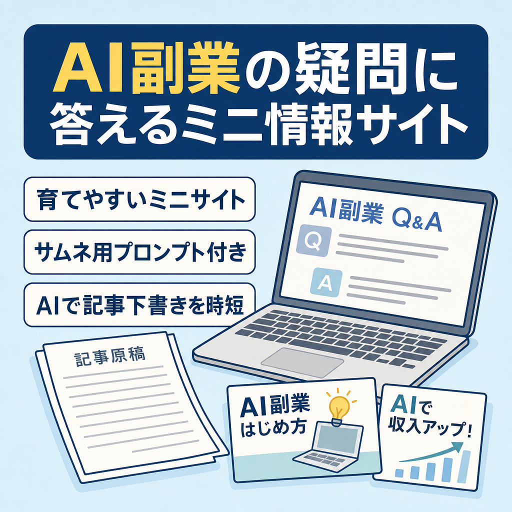 【値下げ◎】AI副業に関する疑問に答えるミニ情報サイト【AIで時短可能】
