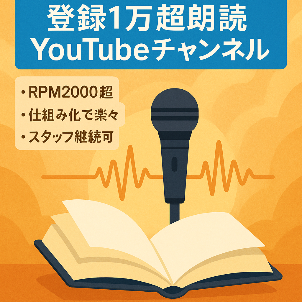 【仕組み化済み！】登録者10,000人超の長尺朗読チャンネル【スタッフ引継ぎ可、RPM2,000】