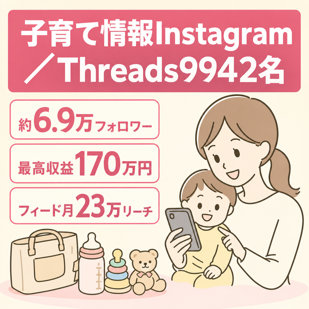 【フォロワー約6.9万人】子育て情報を発信するInstagramアカウント/【Threads 9942名】アカウント付き