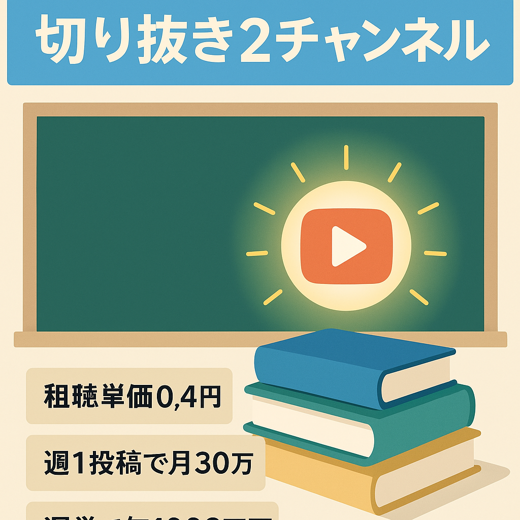 【爆発的人気なあの人‼】月収40万円を4回達成。登録者29000人超えの人生・教育系YouTubeチャンネルと登録者1920人超え、収益化済みの切り抜きチャンネルを2つ譲渡します。