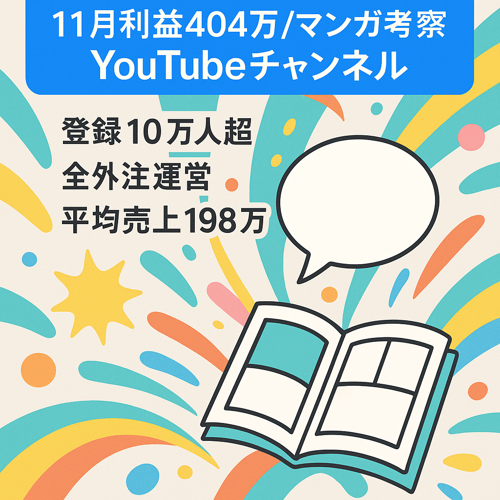 【11月利益404万円】人気マンガの考察系YouTubeチャンネル【フル外注可】