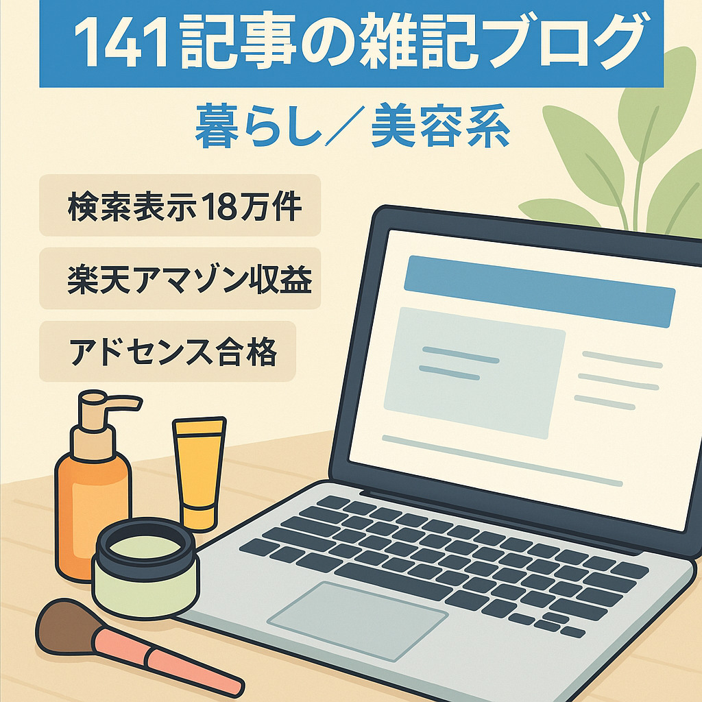 【SEO上位記事多数あり！】141記事投稿済みの雑記ブログ/暮らしや美容関連多め