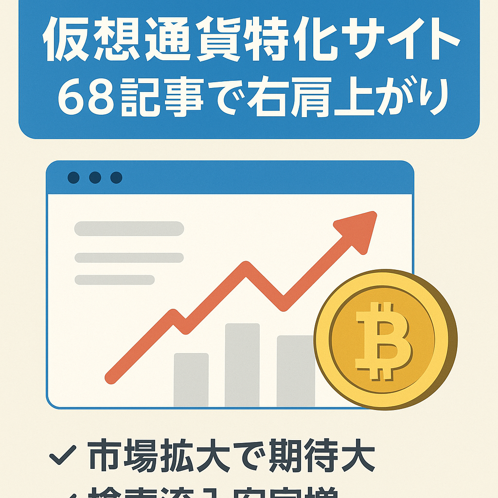 仮想通貨特化サイト/3000文字以上の記事が68記事：右肩上がり成長中