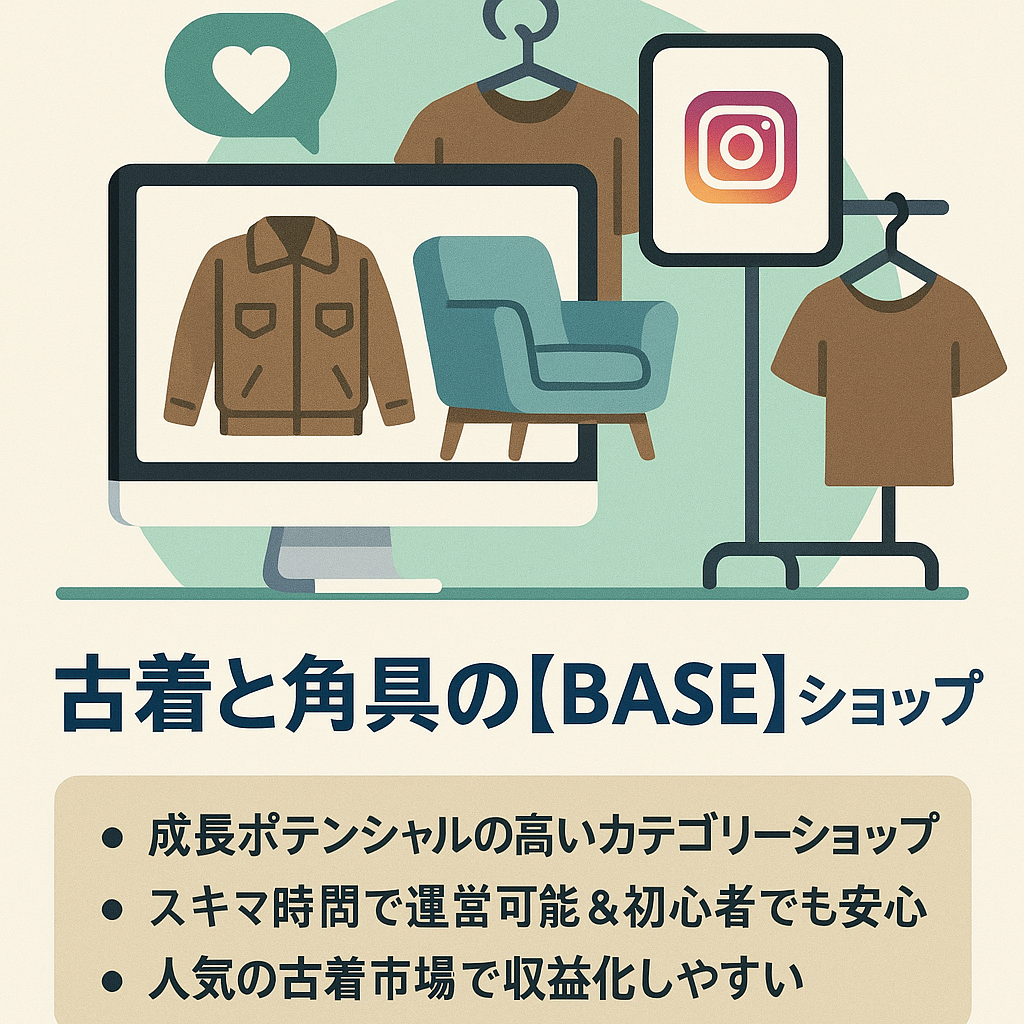 成長余地◎！Instagram流入あり|古着と家具で世界観を提案！運営実績ありのECショップ【BASE譲渡】