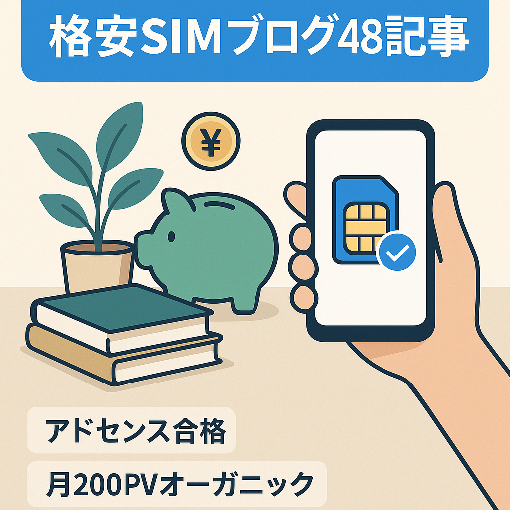 【48記事】40代対象の暮らしを豊かにする為のブログ（格安SIM・節約情報、自己啓発系）