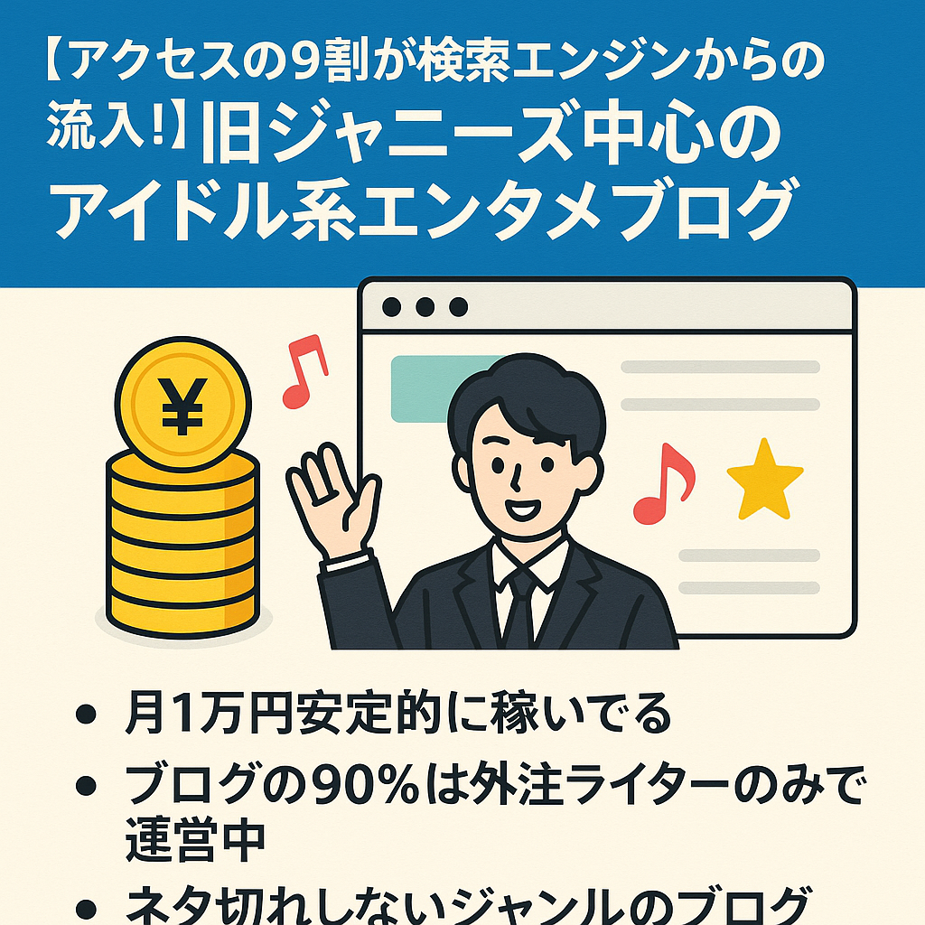 【アクセスの9割が検索エンジンからの流入！】旧ジャニーズを中心としたアイドル系エンタメブログ！