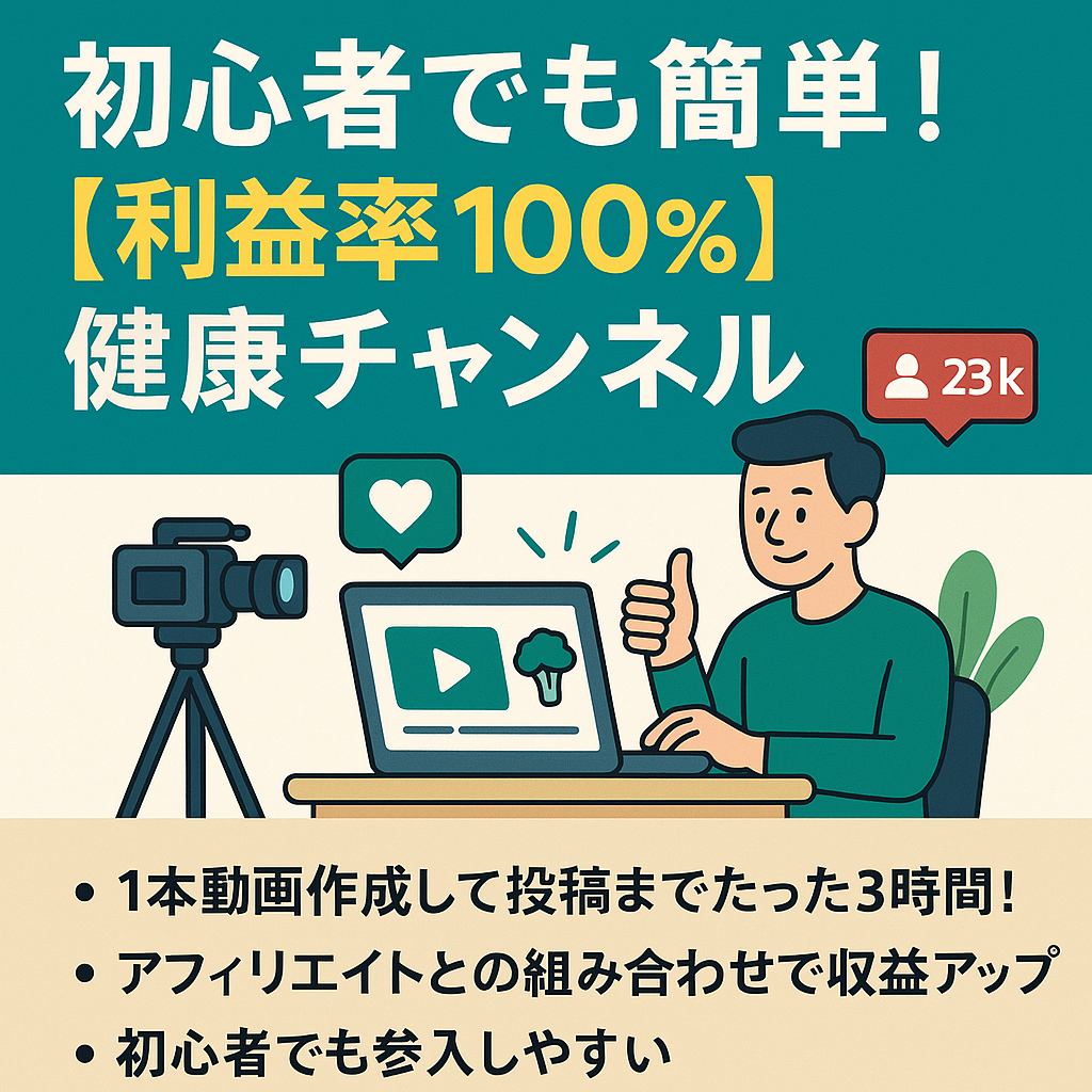 【初心者でも簡単！利益率100％】世代問わず人気の健康チャンネル【登録者2.3万人】【値段交渉歓迎】