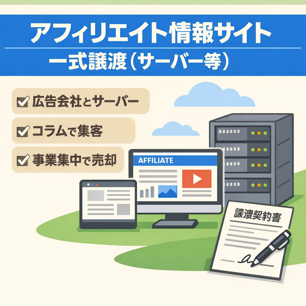 アフィリエイト情報掲載サイト一式譲渡｜ASP・サーバー紹介記事多数