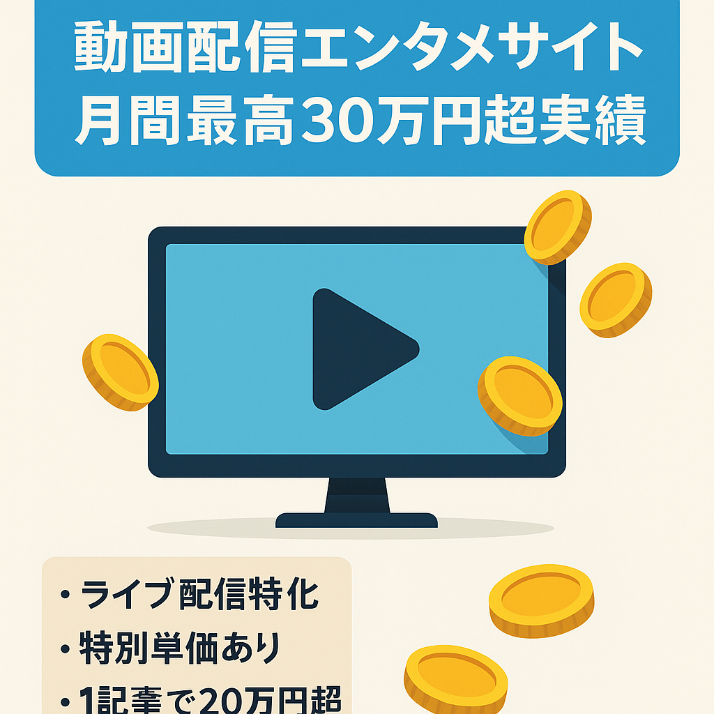 【VODサイト】月間最高30万円以上の実績があるエンタメサイト
