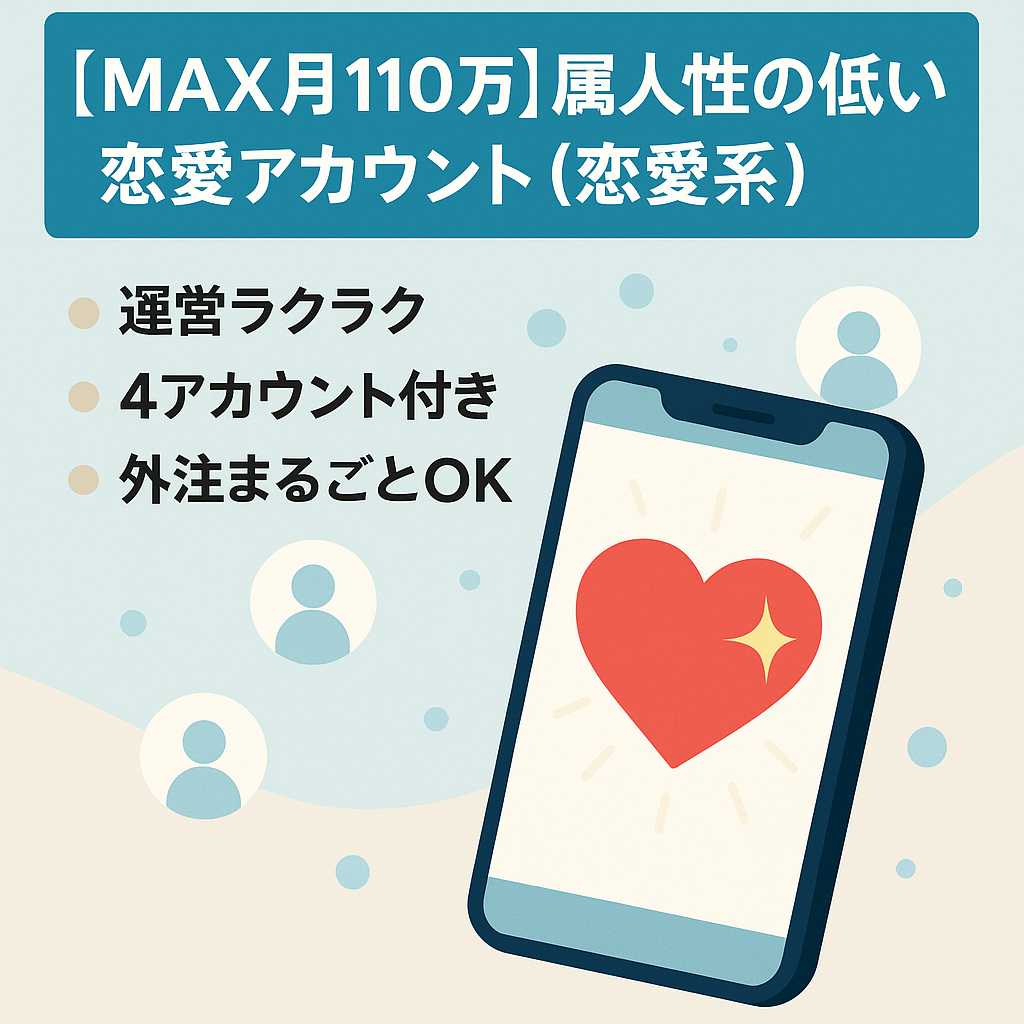 【MAX月110万】属人生の低い恋愛アカウント（恋愛系）