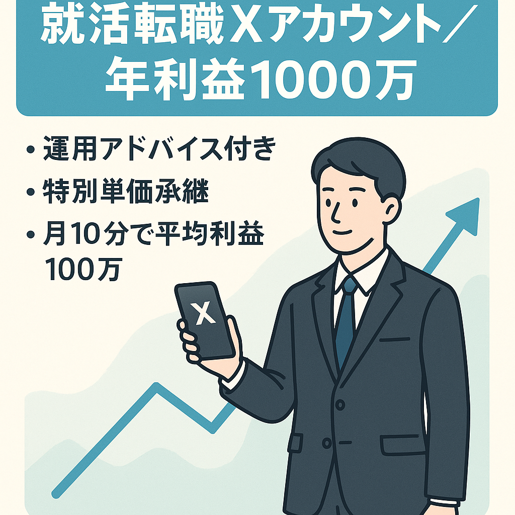 【早期売却希望】就活・転職ジャンルXアカウント【直近1年間の利益1000万円】