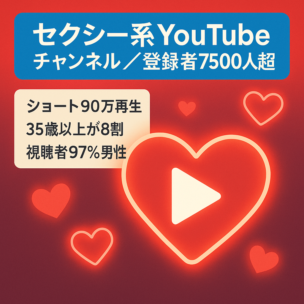 登録者数7500人以上のセクシー系チャンネル　ショート90万再生以上あり