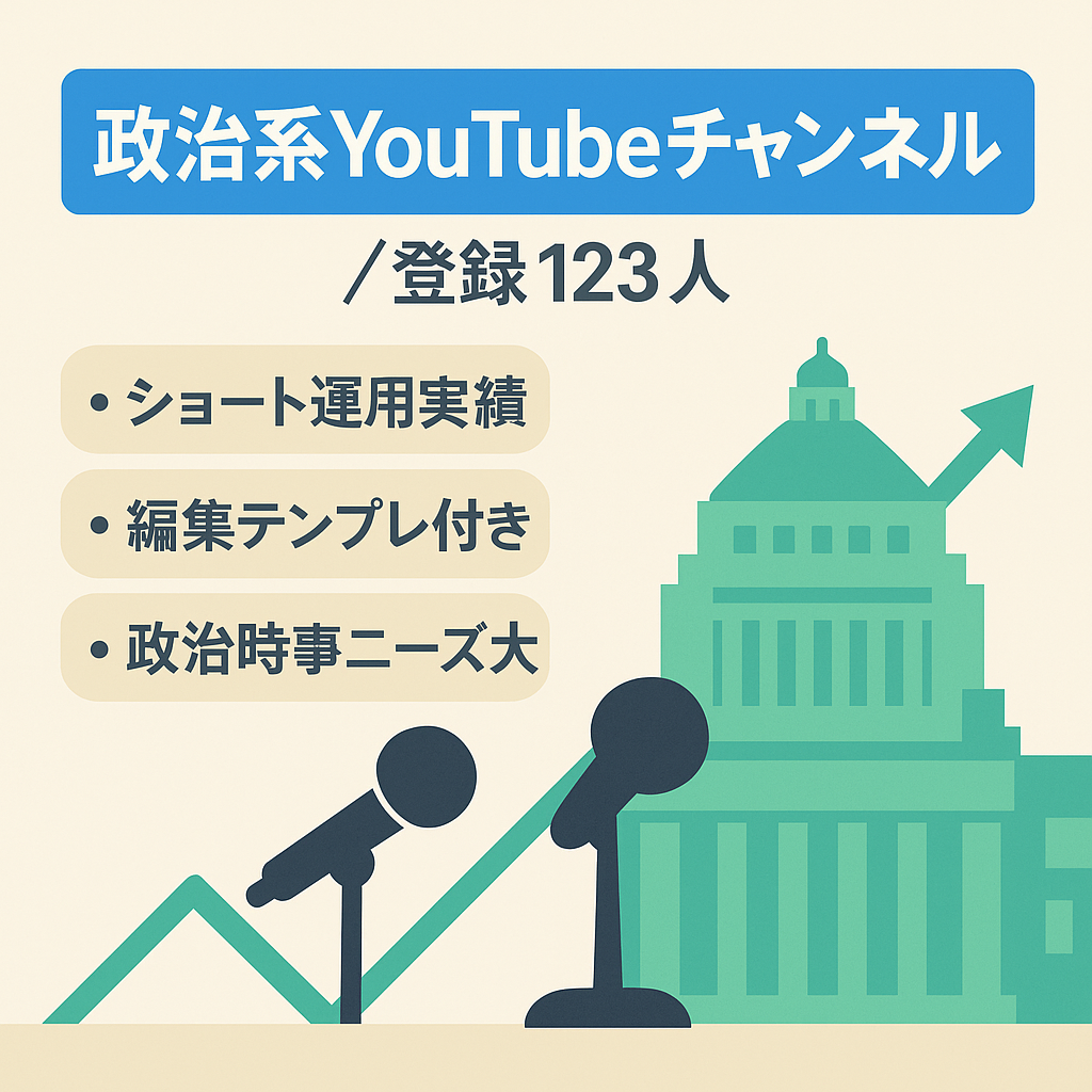 【ショート運用実績あり】政治系YouTubeチャンネル｜登録者123人・編集テンプレ付き
