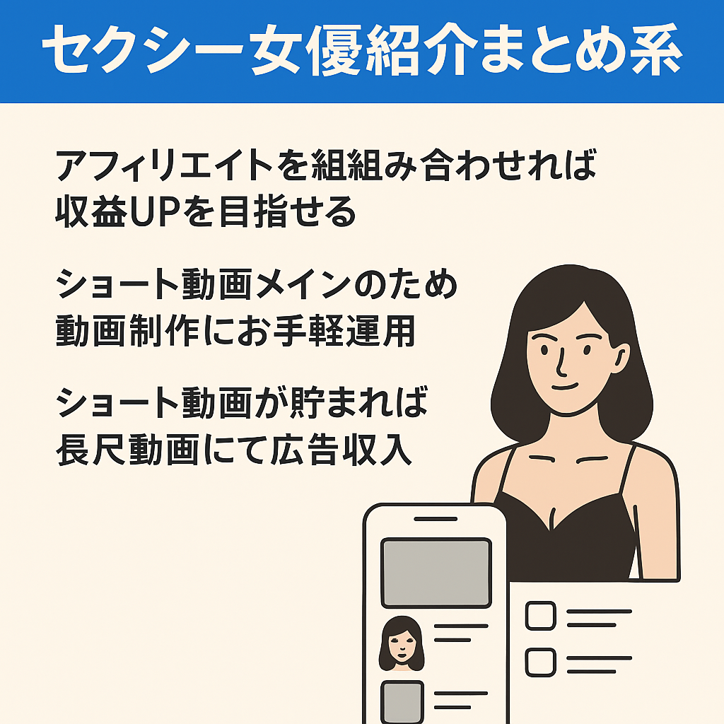 【登録者18200人】セクシー女優紹介まとめ系/女優の紹介のみの安全運用【属人性なし顔出し不要】