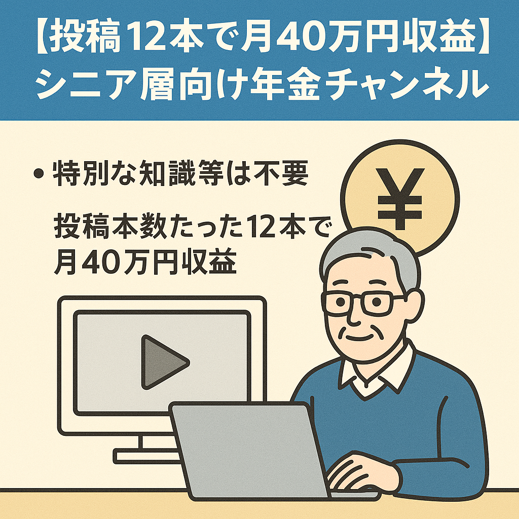 【投稿12本で月40万円収益】今後も視聴者増加のシニア層向け年金チャンネル