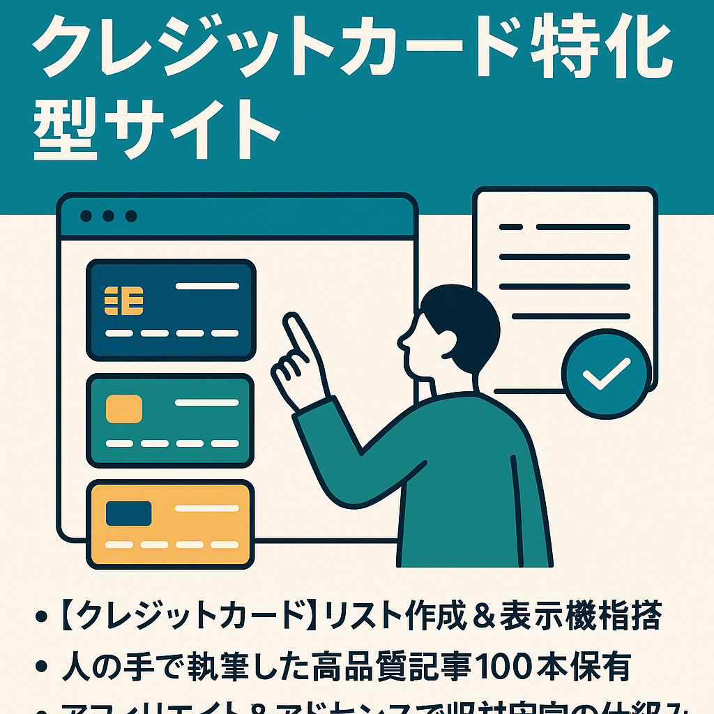 【カード独自リスト化機能搭載】クレジットカード特化型サイト｜広告運用＆収益モデルに最適