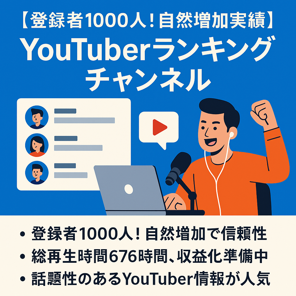 【登録者1000人！自然増加実績】YouTuberランキング＆情報まとめチャンネル