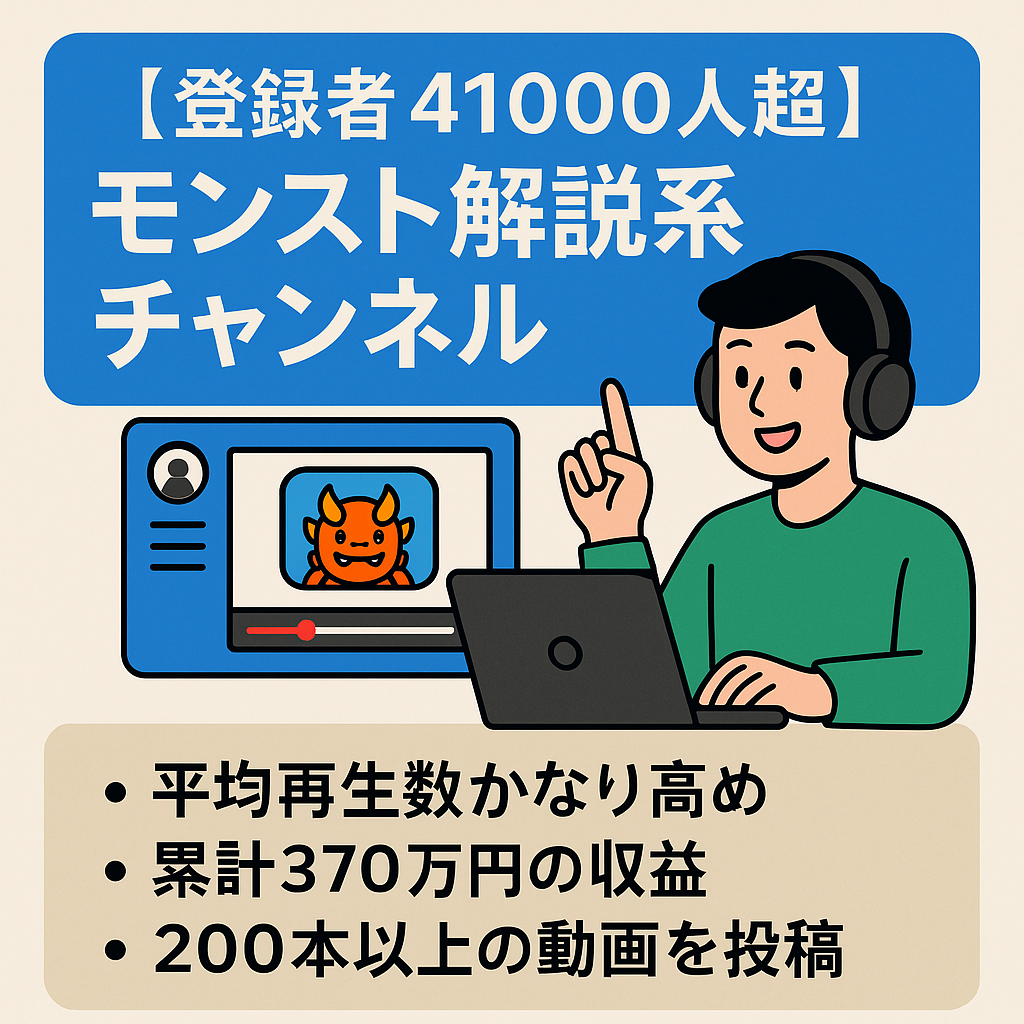 【登録者41000人超＆運用超簡単！】ゲーム情報をまとめるだけの簡単作業！収益を稼ぐことに特化したモンスト解説系チャンネル