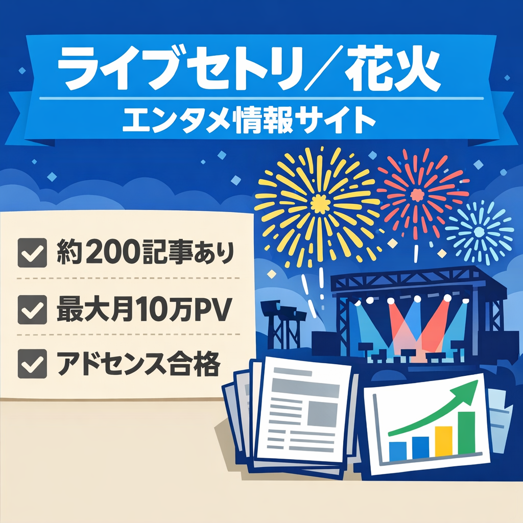 【ライブセトリ・花火・エンタメ】約200記事（下書き含む）・最大月10万PV／アドセンス合格済