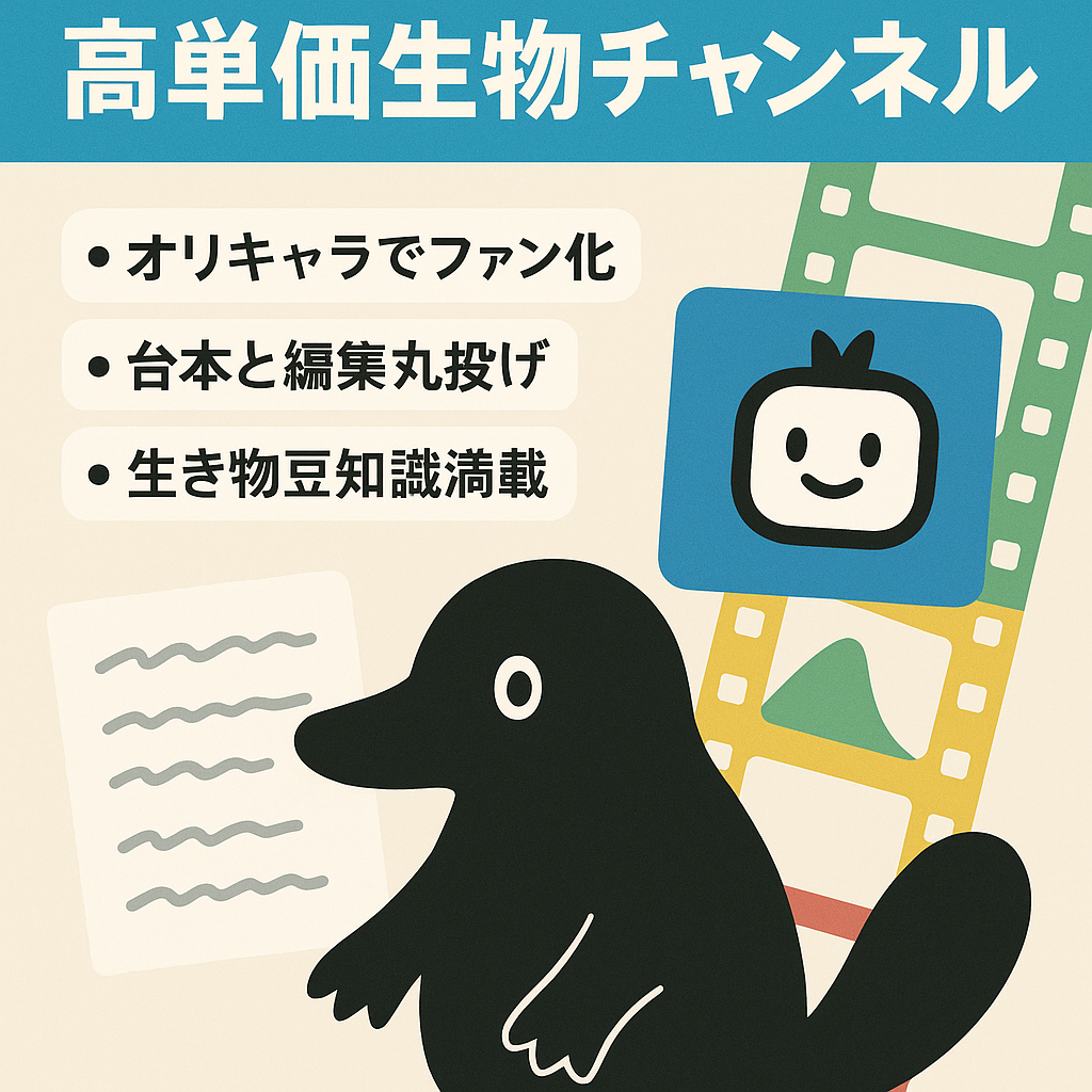高単価広告【外注組織も譲渡可能】ファン化に成功した独自性強い生物チャンネル・簡単運営