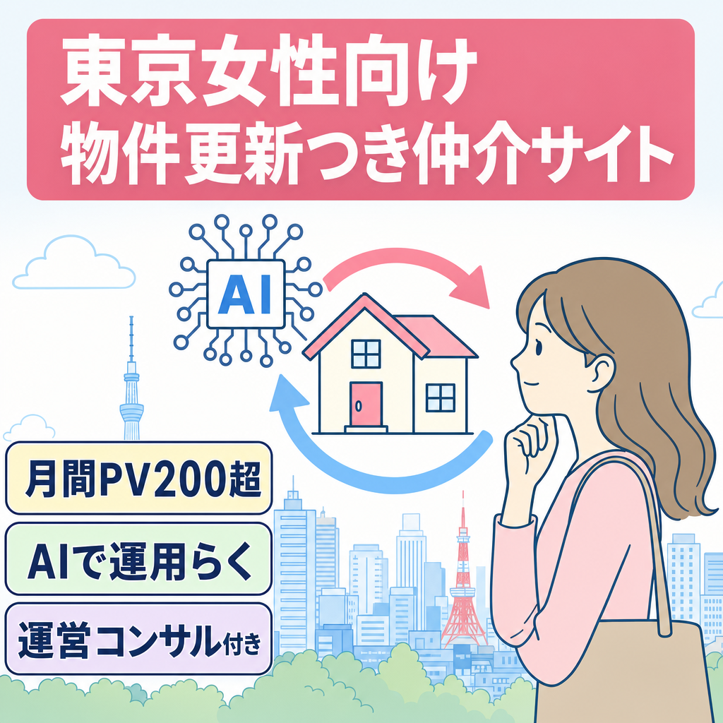AI活用中！東京都女性向け不動産仲介サービス 物件更新機能有り