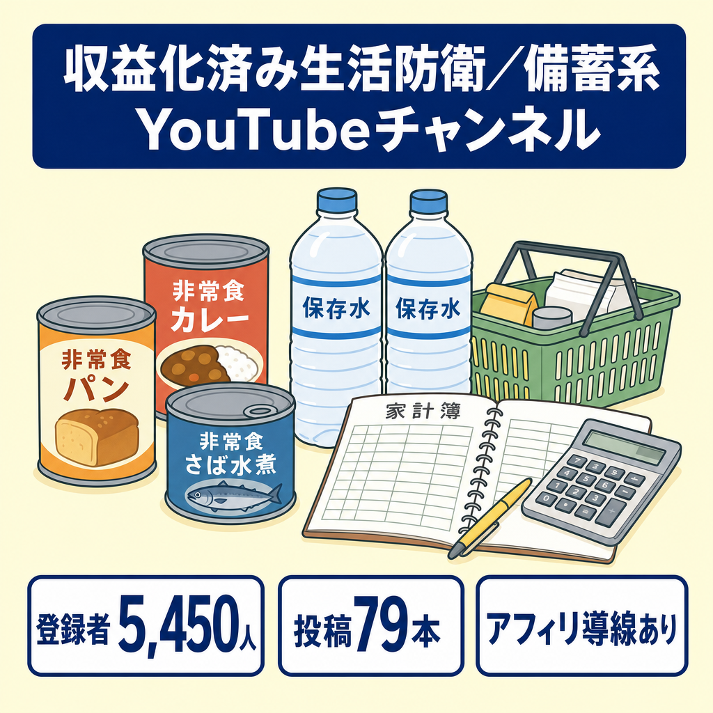 【収益化済み】生活防衛・備蓄系チャンネル｜アドセンス&アフィリエイト収益