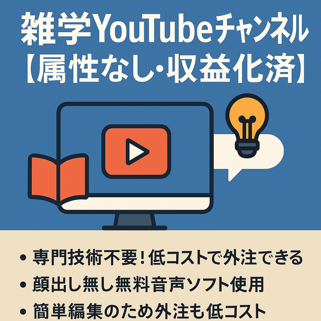 【数十万再生多数】雑学YouTubeチャンネル【属性なし・収益化済】