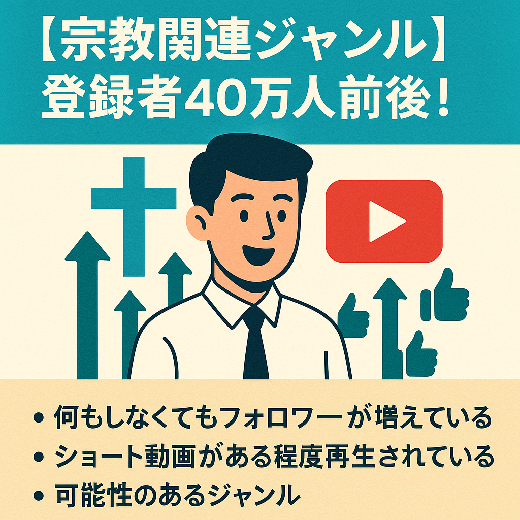 チャンネル登録者40万人前後！宗教関連のジャンル！毎月フォロワーが1万人以上増えている