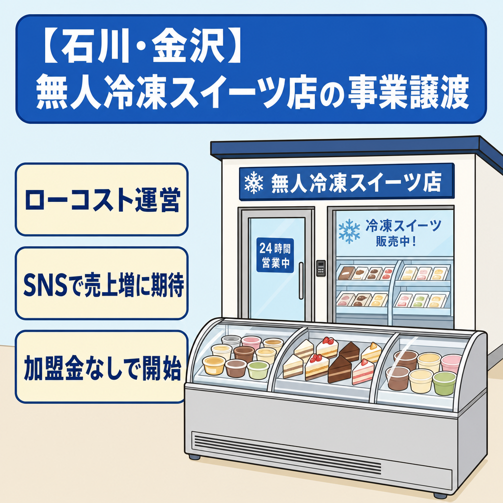 【石川・金沢】FC加盟の無人冷凍スイーツ販売店の事業譲渡案件