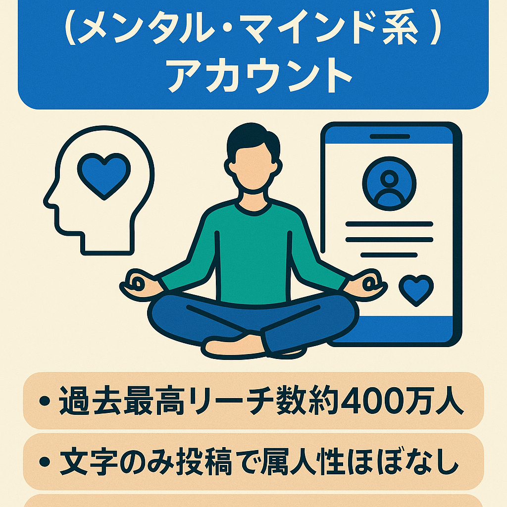 ★売却を急ぐため値下げ★【フォロワー約4万人　MAXリーチ約400万】属人性が低いメンタル・マインド系発信アカウント