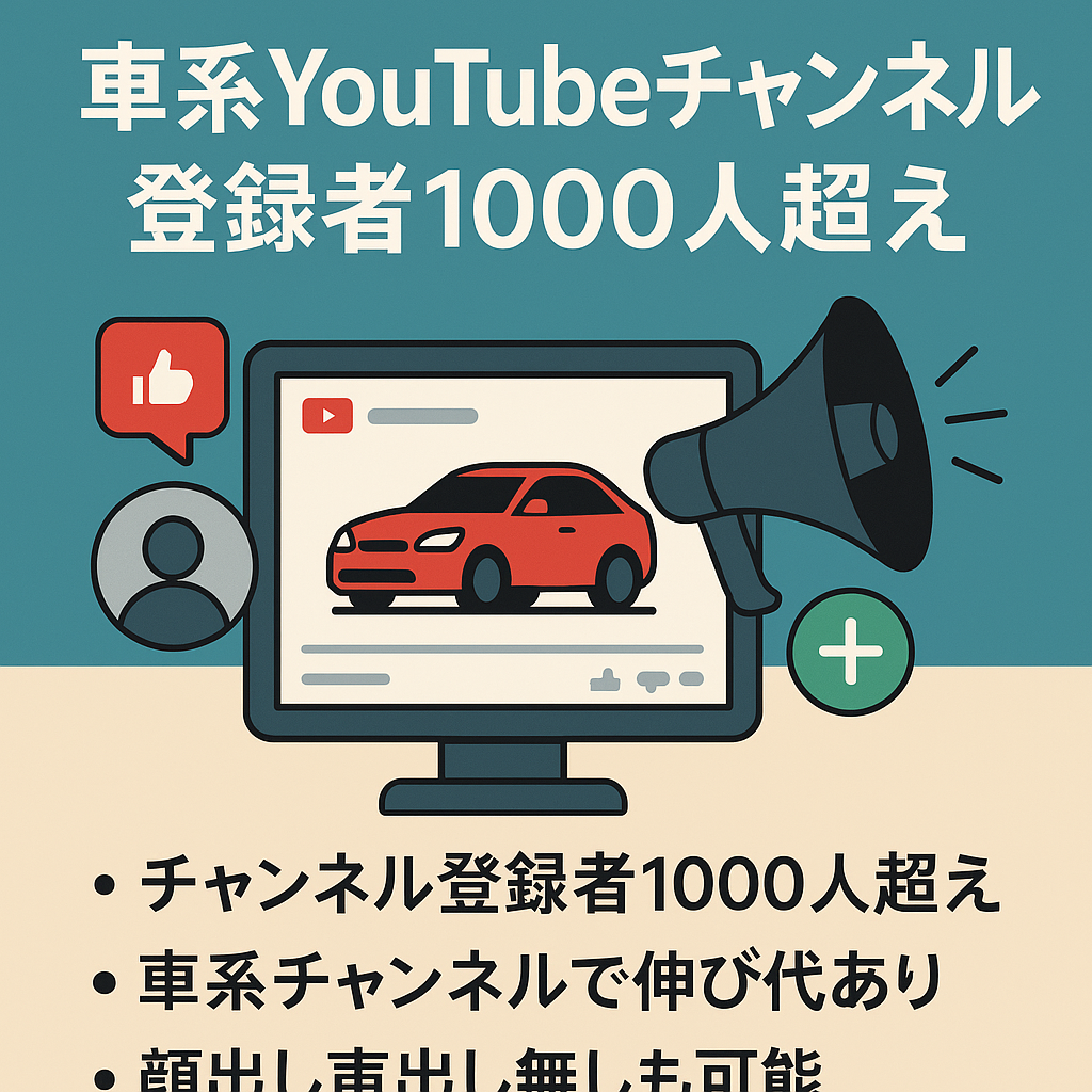 フル外注も可能　車系youtubeチャンネル　登録者1000人超え