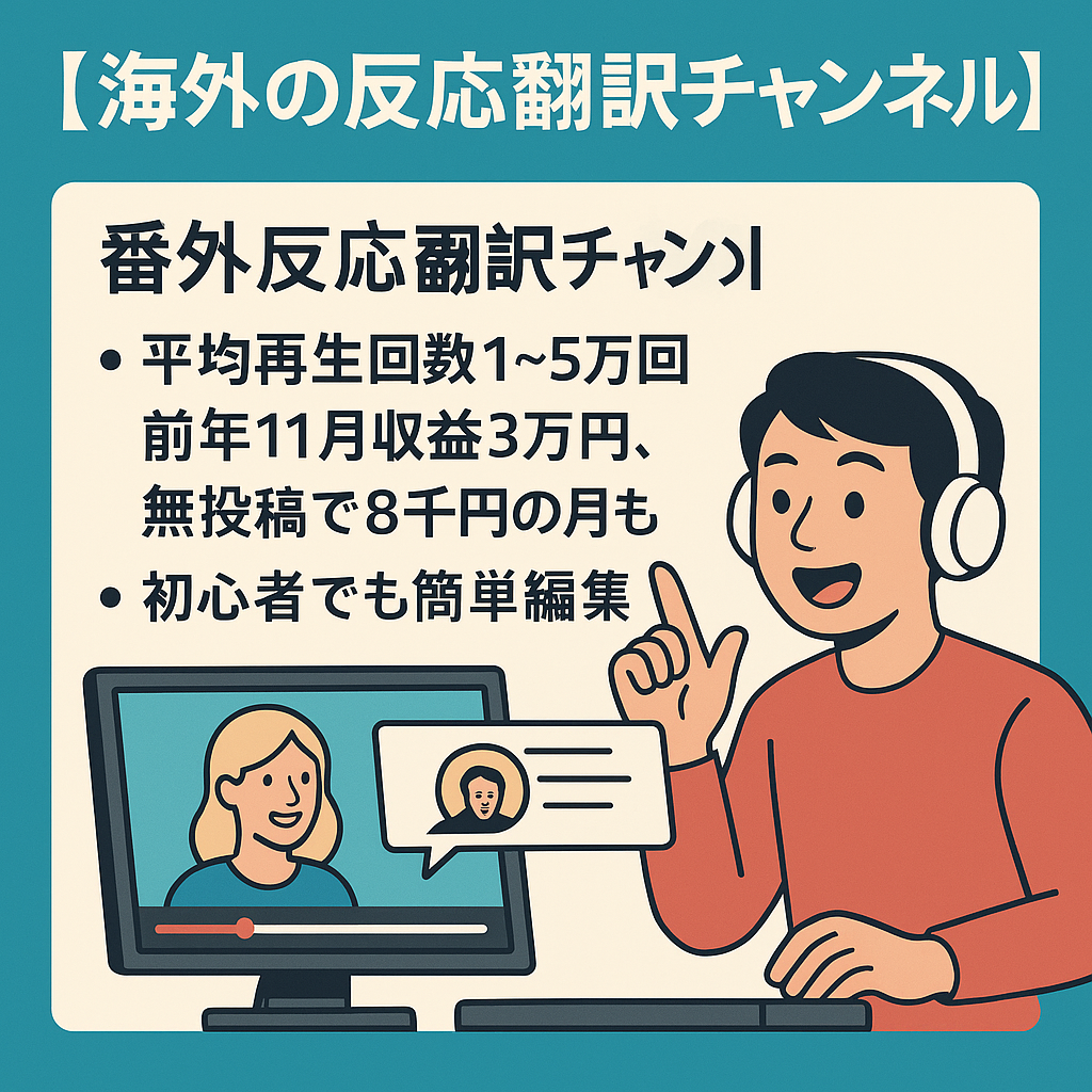 【海外の反応翻訳切り抜きチャンネル】登録者6000人、総再生回数300万回、最高月収益28000円/月【本人許諾済み】