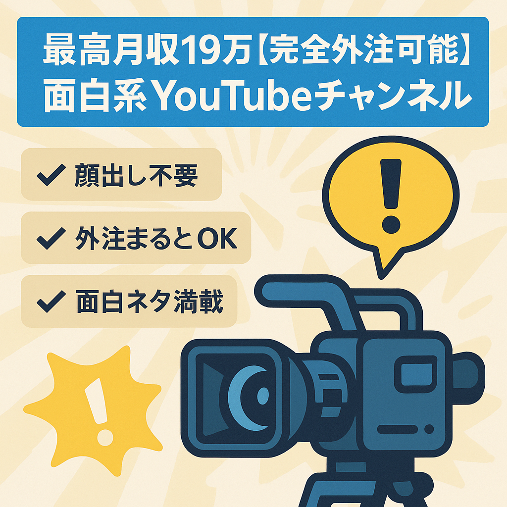 最高月収19万【完全外注可能】面白系YouTubeチャンネル