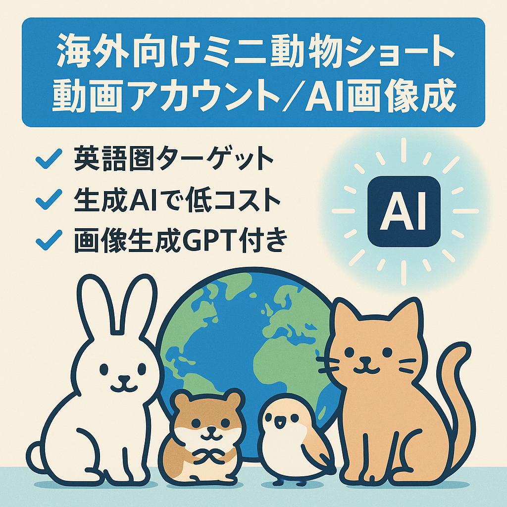 今注目の海外向けミニ動物ショート動画【専用画像生成用GPTｓもご紹介！】