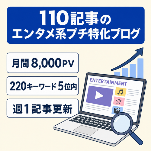 月8000PV・110記事！エンタメ系プチ特化ブログ｜検索5位以内を220のキーワードで獲得