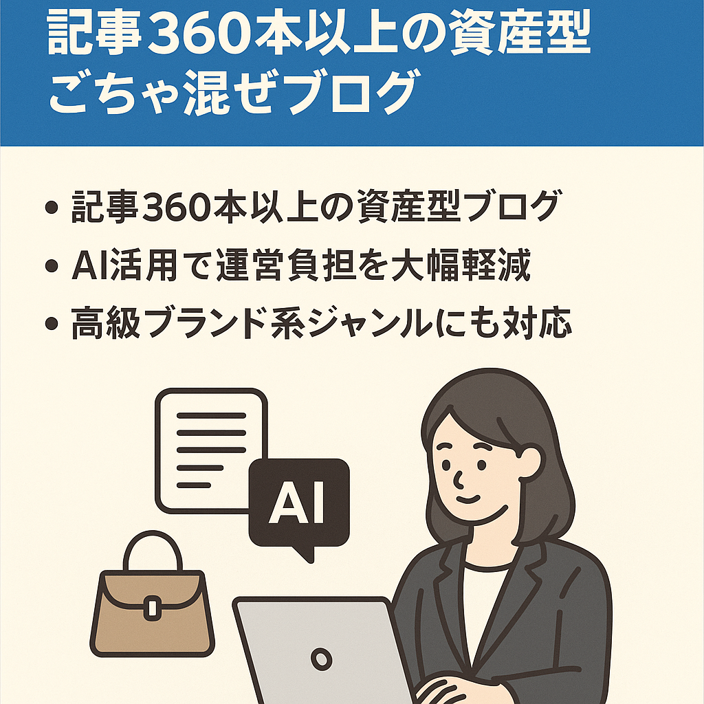 【AI運営で省力化！】記事360本以上×高級ブランド要素ありの資産型ごちゃ混ぜブログ