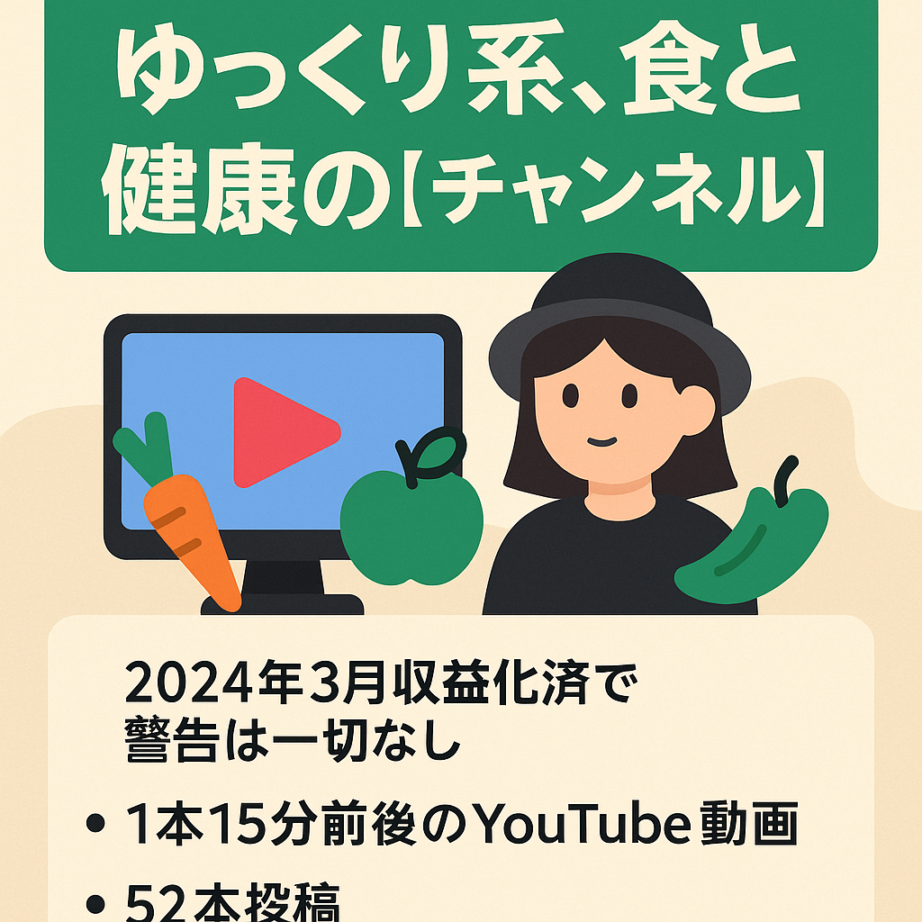 ゆっくり系、食と健康にフォーカスしたチャンネルです。登録者3214人　2024年3月収益化